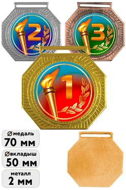 Медаль металлическая ИК7004 70мм с шильдом 50мм