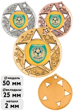 Медаль металлическая МК200 50мм с шильдом 25мм