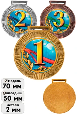 Медаль металлическая МК343 70мм с шильдом 50мм