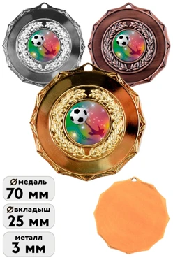 Медаль металлическая МК202 70мм с шильдом 25мм