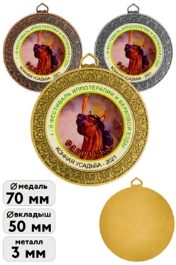 Медаль металлическая МК224 70мм с шильдом 50мм