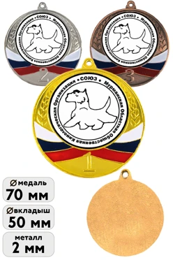 Медаль металлическая ИК7005 70мм с шильдом 50мм