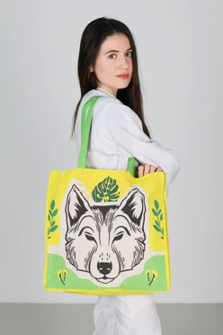 Сумка Киндо из двунитки 40х40х10 см, с печатью