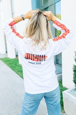 Лонгслив Гэлэкси Плюс женский с полной запечаткой (полиэстер)