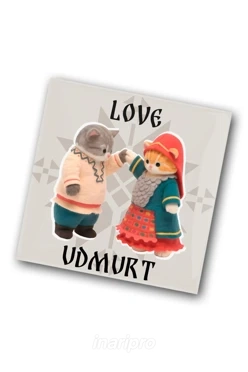 Значок заливной Квадрат 25х25 мм, с принтом "Love Udmurt"