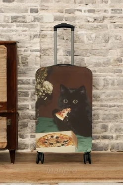 Чехол для чемодана (L) с принтом "Cat and pizza"