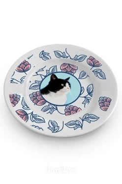 Тарелка с принтом на ободе "Cat's plate"