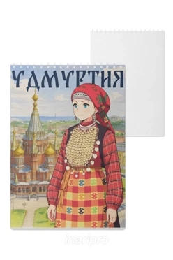 Блокнот фирменный А5 на пружине (40 листов) с принтом "Udmurtia"