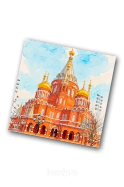 Значок заливной Квадрат 25х25 мм, с принтом "Mikhail Archangel Cathedral"