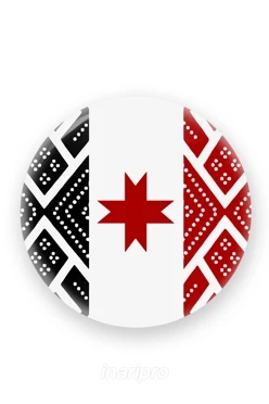 Значок закатной диаметр 44 мм, с принтом "Flag of Udmurtia"
