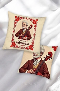 Подушка 40х40 см, с принтом "Come to Udmurtia for a vacation"