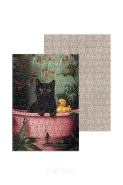 Пазл картонный А4 с принтом "Cat with duck"