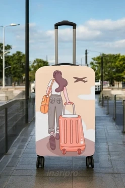 Чехол для чемодана (M) с принтом "Go to airport"