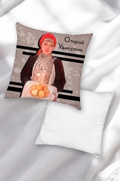 Подушка 40х40 см, с принтом "Open Udmurtia"