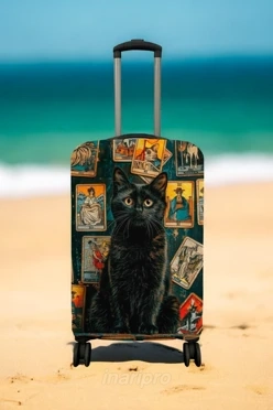 Чехол для чемодана (S) с принтом "Black cat"