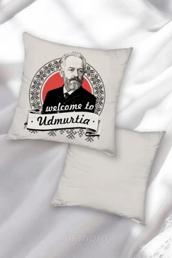 Подушка 40х40 см, с принтом "Welcome to Udmurtia"