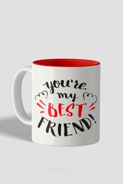 Кружка цветная внутри, с принтом "Best friend"