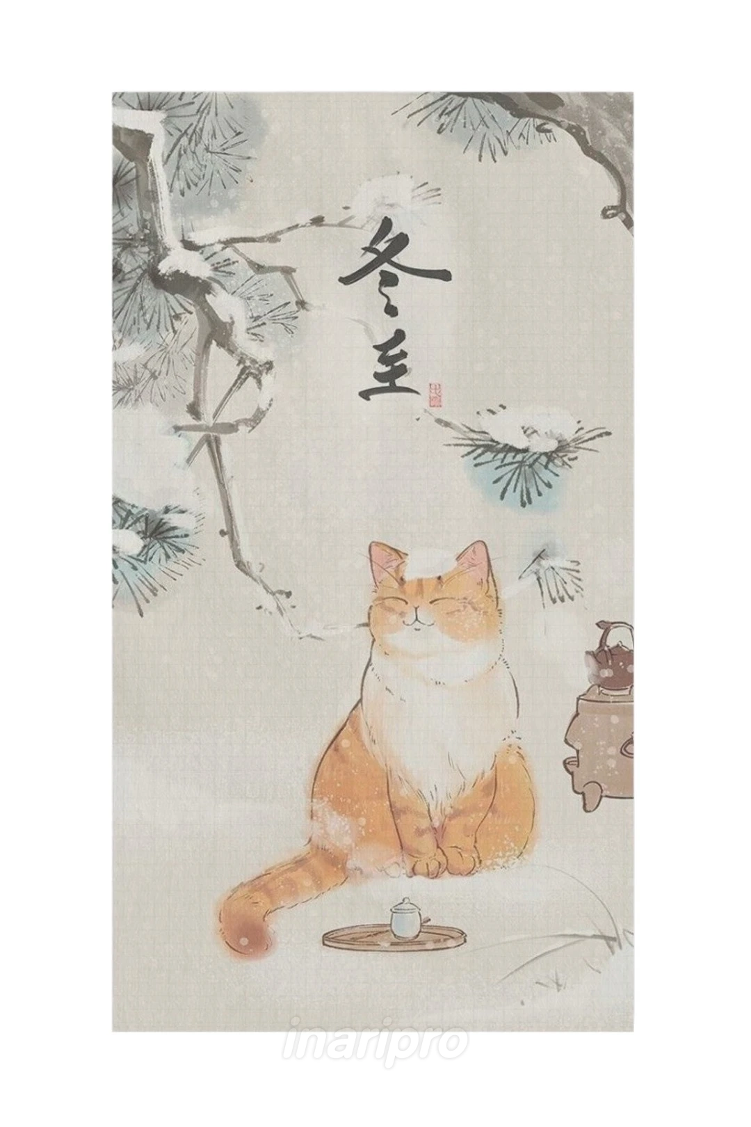 Полотенце вафельное 50х90 cм (Print) с принтом "Japan cat"