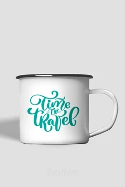 Кружка металлическая с принтом "Time to travel"