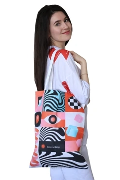Сумка Комби из греты 35х45 см, с печатью