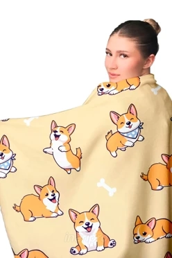 Плед Палитра флисовый 150х170 см, с принтом "Corgi"
