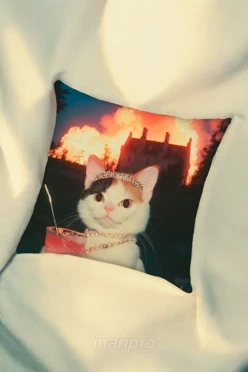 Подушка 50х50 см, с принтом "Cat with a drink"
