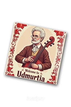 Значок заливной Квадрат 25х25 мм, с принтом "Welcome to Udmurtia"